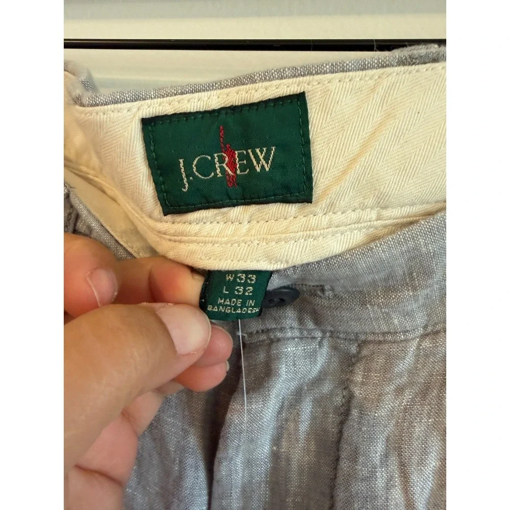 J.Crew Oarsman 100% Linen Trouser Dress Pants Mens 33x32 Grey CA092 SU24